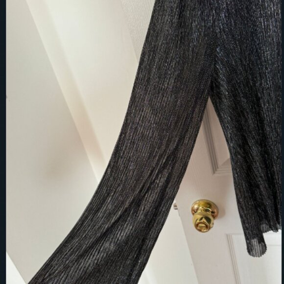 NWOT Shine Pleated Long-Sleeve Top (in DEEP BLACK) - Picture 4 of 8